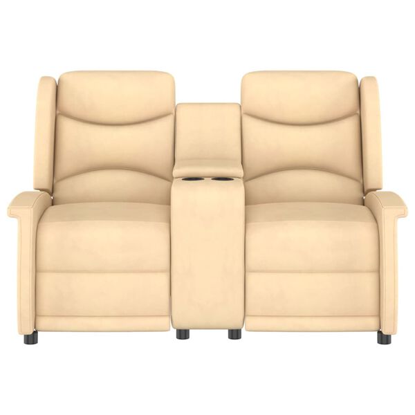 vidaXL 2 szem&eacute;lyes kr&eacute;m d&ouml;nthető massz&aacute;zsfotel poh&aacute;rtart&oacute;val