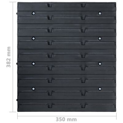 vidaXL 128 darabos kék és fekete tárolódoboz-készlet fali panelekkel