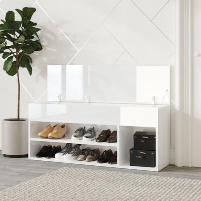 vidaXL magasfényű fehér forgácslap cipőtároló pad 105 x 30 x 45 cm