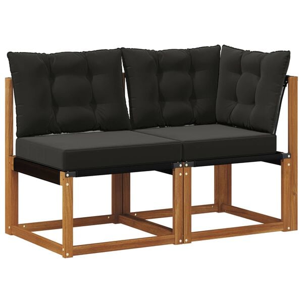 vidaXL K&uuml;lt&eacute;ri k&ouml;z&eacute;pső &eacute;s sarok kanap&eacute; p&aacute;rn&aacute;val 2 Darab Term&eacute;szetes