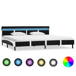 vidaXL fekete műbőr &aacute;gykeret LED cs&iacute;kkal 180 x 200 cm