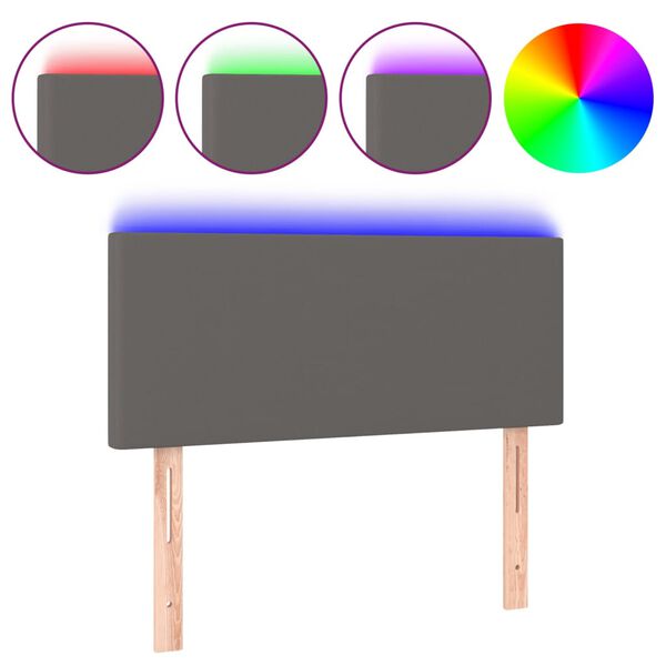 vidaXL szürke műbőr LED-es fejtámla 90 x 5 x 78/88 cm