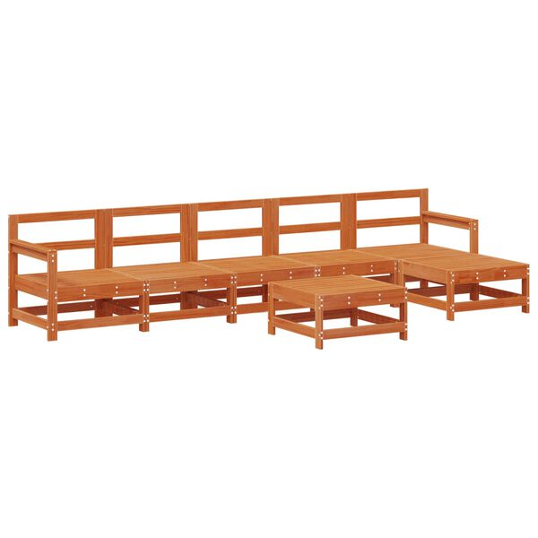 vidaXL Kerti lounge szett 7 pcs Viaszbarna T&ouml;m&ouml;r fenyő