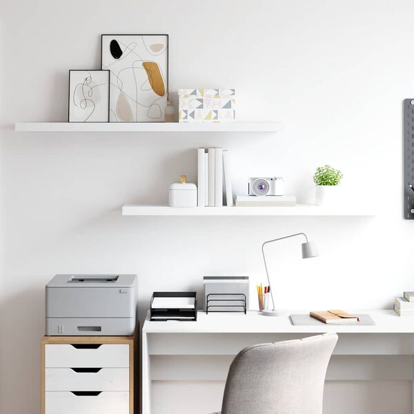 vidaXL 2 db feh&eacute;r MDF lebegő fali polc 120 x 23,5 x 3,8 cm