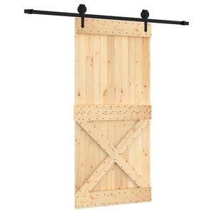 vidaXL Cs&uacute;sz&oacute; ajt&oacute; Term&eacute;szetes &eacute;s Fekete 95 x 210 cm Szil&aacute;rd Fenyőfa
