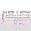vidaXL fekete porszórt acél kerítéskapu lándzsás tetejjel 406 x 125 cm