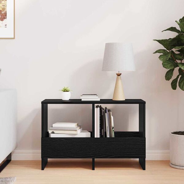 vidaXL Magazin &aacute;llv&aacute;ny Fekete t&ouml;lgy 68,5 x 30 x 45 cm