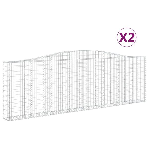 vidaXL 2 db &iacute;ves horganyzott vas gabion kos&aacute;r 400x30x120/140 cm