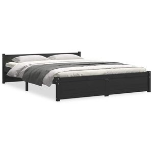 vidaXL Double fekete t&ouml;m&ouml;r fa &aacute;gykeret 135 x 190 cm
