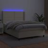vidaXL kr&eacute;msz&iacute;nű műbőr rug&oacute;s &aacute;gy matraccal &eacute;s LED-del 140x190 cm