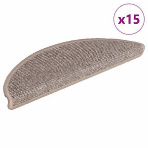 vidaXL 15 db s&ouml;t&eacute;tb&eacute;zs f&eacute;lk&ouml;r alak&uacute; l&eacute;pcsőszőnyeg 56 x 17 x 3 cm