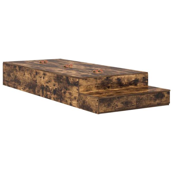 vidaXL Ágykeret tárolóval fiókkal Füstölt tölgy 100 cm Faanyag