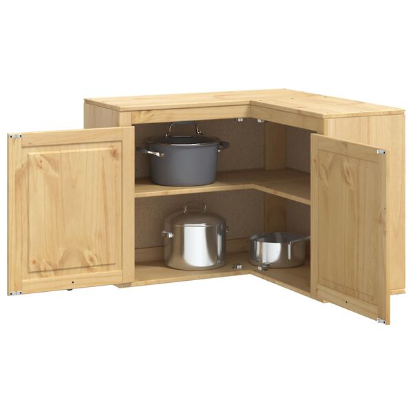 vidaXL Cabinet polcokkal SKI M&eacute;zes Barna 80 x 80 x 60 cm T&ouml;m&ouml;r fenyőfa