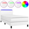 vidaXL feh&eacute;r műbőr rug&oacute;s &aacute;gy matraccal &eacute;s LED-del 90x190 cm
