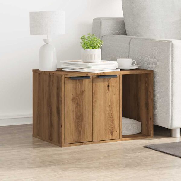 vidaXL k&eacute;zműves t&ouml;lgy sz&iacute;nű szerelt fa macskaalomdoboz 60 x 40 x 40 cm