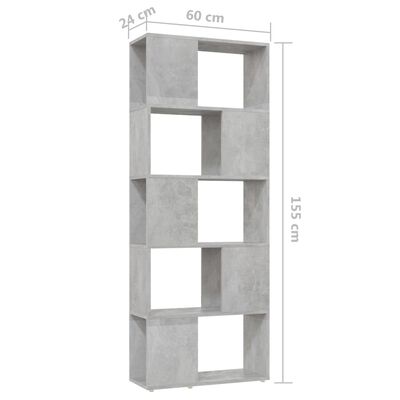 vidaXL betonszürke térelválasztó könyvszekrény 60 x 24 x 155 cm