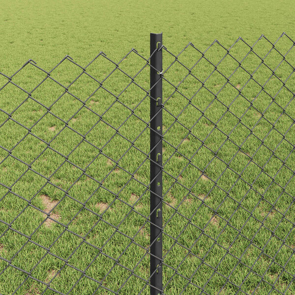 vidaXL Ker&iacute;t&eacute;s oszlopokkal Sz&uuml;rke 1 x 25 m Ac&eacute;l &eacute;s PVC