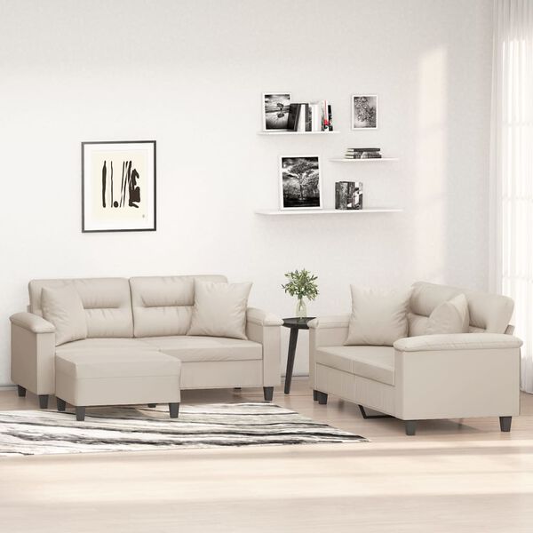 vidaXL 3 r&eacute;szes kr&eacute;msz&iacute;nű mikrosz&aacute;las sz&ouml;vet &uuml;lőgarnit&uacute;ra p&aacute;rn&aacute;val