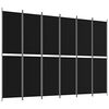 vidaXL 6 paneles fekete sz&ouml;vet t&eacute;relv&aacute;laszt&oacute; 300x220 cm