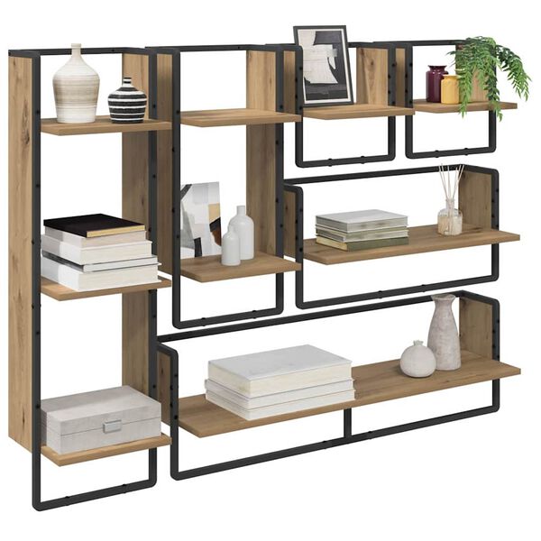 vidaXL Fali polc k&eacute;szlet 6 pcs Artisan t&ouml;lgy 100 x 25 x 30 cm Faanyag