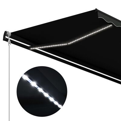 vidaXL antracitszürke szélérzékelős és LED-es napellenző 400 x 300 cm