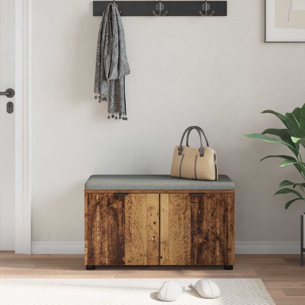 vidaXL Előt&eacute;r pad p&aacute;rn&aacute;val t&aacute;rol&oacute;val ajt&oacute;val &Ouml;reg fa 80 x 46 x 46 cm