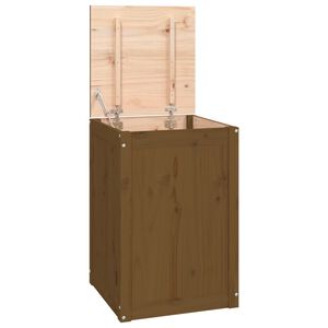 vidaXL m&eacute;zbarna t&ouml;m&ouml;r fenyőfa szennyestart&oacute; l&aacute;da 44 x 44 x 66 cm