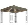 vidaXL t&oacute;psz&iacute;nű sz&ouml;vet pavilon LED f&eacute;nyf&uuml;z&eacute;rrel 3 x 3 m