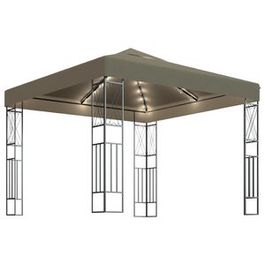 vidaXL t&oacute;psz&iacute;nű sz&ouml;vet pavilon LED f&eacute;nyf&uuml;z&eacute;rrel 3 x 3 m