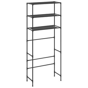 vidaXL 3 szintes fekete mos&oacute;g&eacute;p feletti t&aacute;rol&oacute;&aacute;llv&aacute;ny 69 x 28 x 169 cm