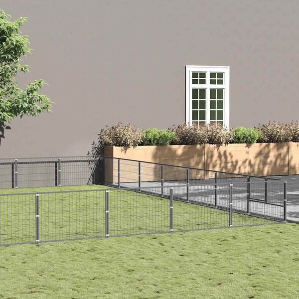 vidaXL ez&uuml;stsz&iacute;nű ac&eacute;l kutyakennel 49 m&sup2;