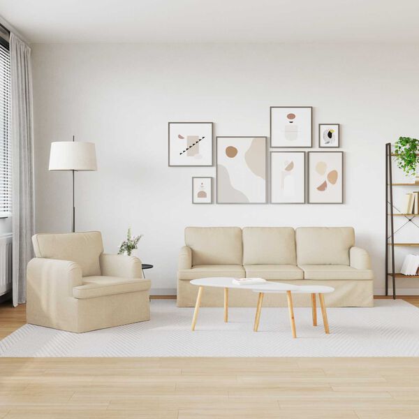 vidaXL Kanap&eacute; 2 pcs Kr&eacute;m 144 x 80 x 85 cm sz&ouml;vet