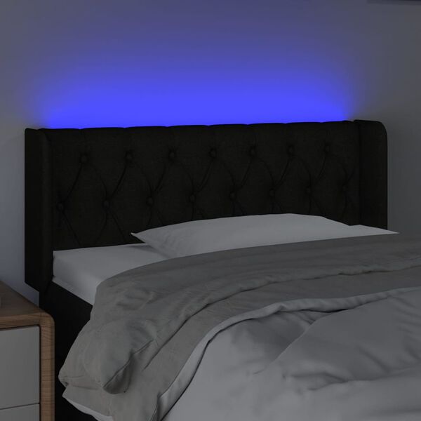 vidaXL fekete sz&ouml;vet LED-es fejt&aacute;mla 103 x 16 x 78/88 cm