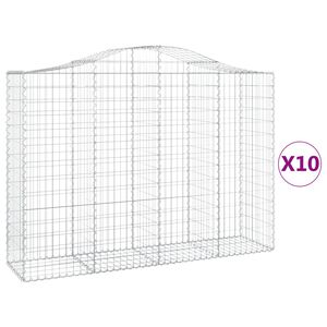 vidaXL 10 db &iacute;ves horganyzott vas gabion kos&aacute;r 200x50x140/160 cm