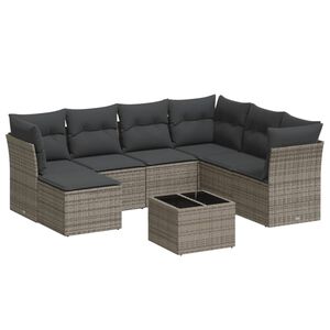 vidaXL 8 r&eacute;szes sz&uuml;rke polyrattan kerti &uuml;lőgarnit&uacute;ra p&aacute;rn&aacute;kkal