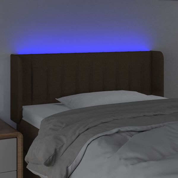 vidaXL s&ouml;t&eacute;tbarna sz&ouml;vet LED-es fejt&aacute;mla 103 x 16 x 78/88 cm
