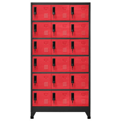 vidaXL antracitszürke-piros acél zárható szekrény 90 x 40 x 180 cm
