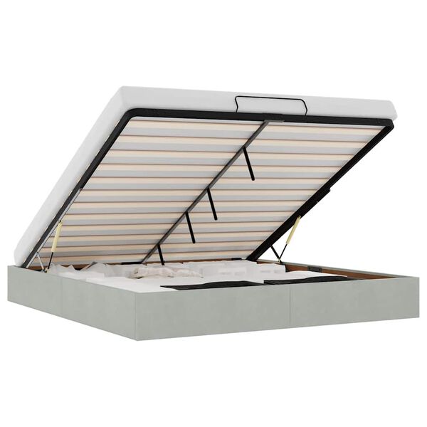 vidaXL Ottomán ágykeret matrac nélkül világosszürke 160x200 cm bársony