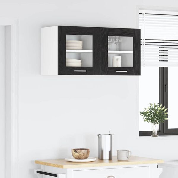 vidaXL F&uuml;ggő szekr&eacute;ny 2 pcs Fekete t&ouml;lgy 40 x 31 x 40 cm Faanyag