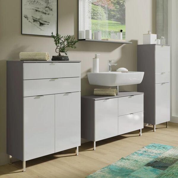 Germania GW-Mauresa grafit-feh&eacute;r sz&iacute;nű als&oacute; mosd&oacute;szekr&eacute;ny 34x80x56 cm