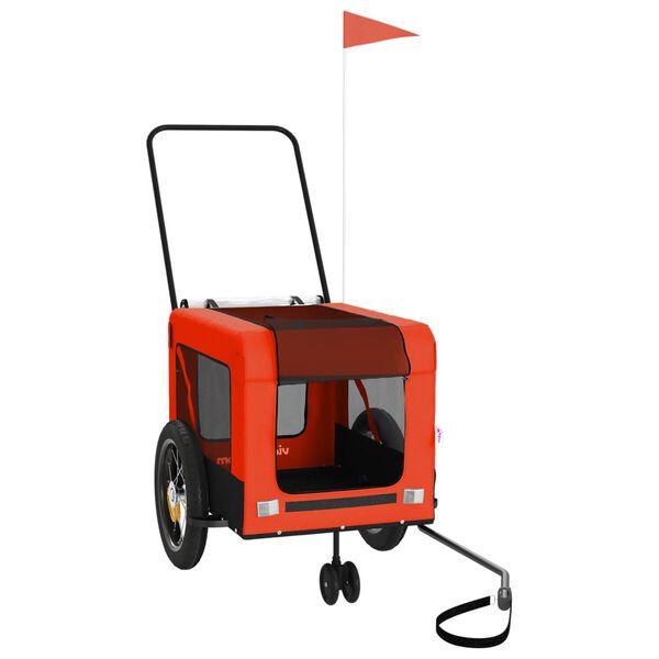 vidaXL narancs-fekete oxford sz&ouml;vet &eacute;s vas kis&aacute;llatsz&aacute;ll&iacute;t&oacute; ut&aacute;nfut&oacute;