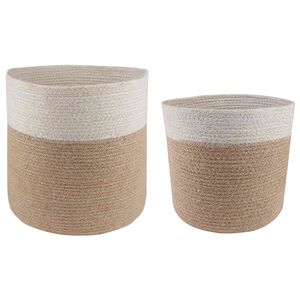 vidaXL N&ouml;v&eacute;nyi Cser&eacute;p K&eacute;szlet 2 db Term&eacute;szetes &eacute;s Feh&eacute;r &Oslash; 28 x 28 cm