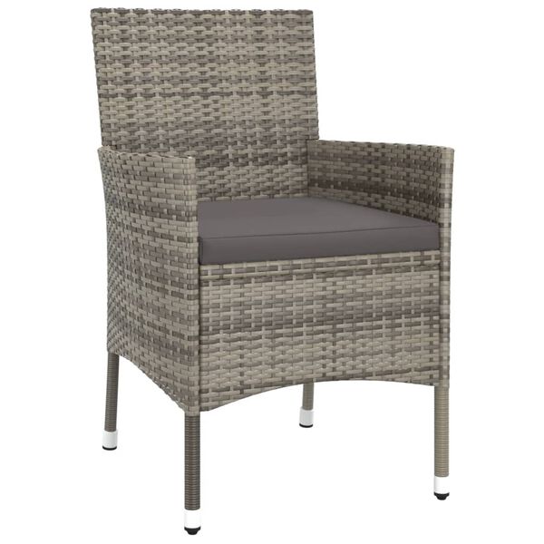 vidaXL 3 részes szürke polyrattan kerti bisztrógarnitúra párnákkal