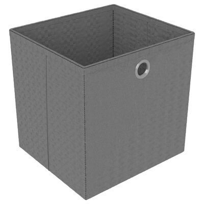 vidaXL 4 rekeszes szürke szövet bemutató polc dobozokkal 69x30x72,5 cm