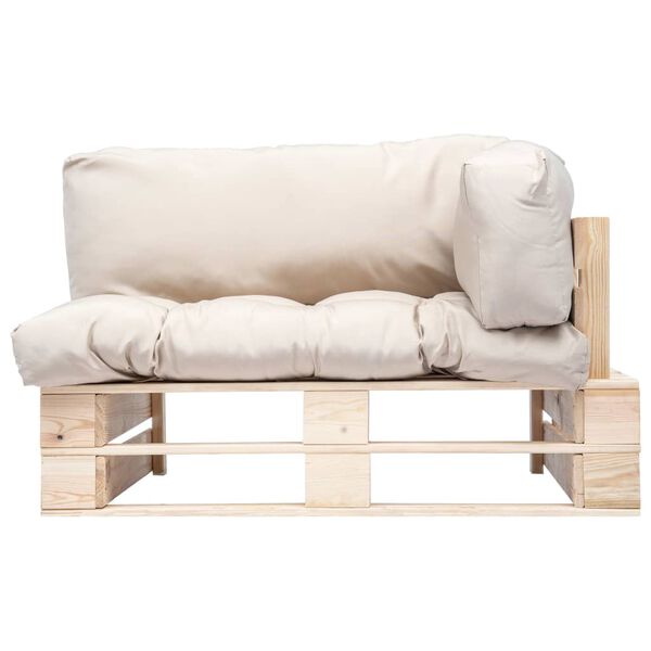 vidaXL fenyőfa kerti raklapkanap&eacute; homoksz&iacute;nű p&aacute;rn&aacute;kkal