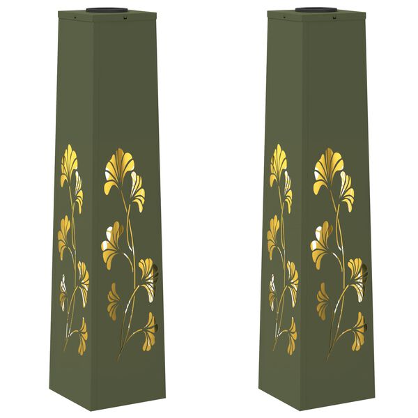 vidaXL Napelemmel műk&ouml;dő LED &ouml;sv&eacute;ny vil&aacute;g&iacute;t&aacute;s 2 pcs Olajz&ouml;ld