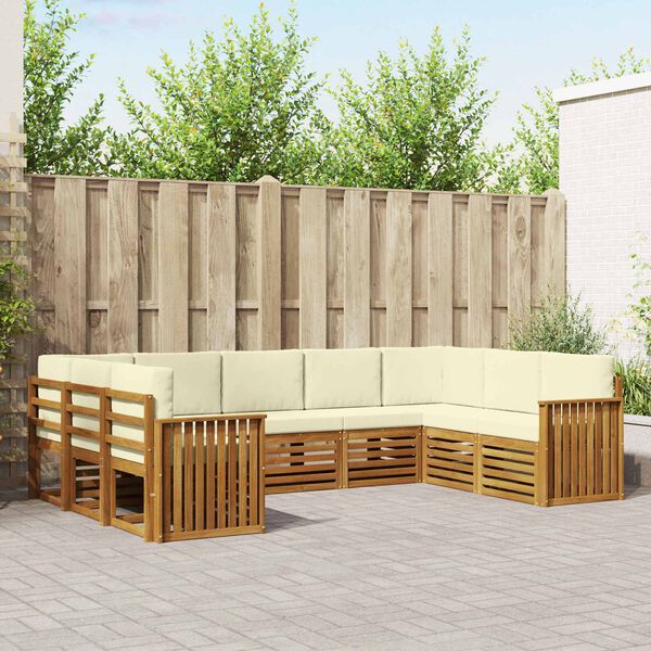 vidaXL &Uuml;lőgarnit&uacute;r&aacute;k 9 pcs Term&eacute;szetes &eacute;s kr&eacute;msz&iacute;nű T&ouml;m&ouml;r Ak&aacute;cfa