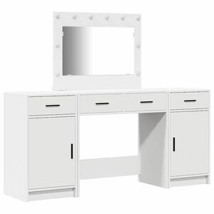vidaXL &Ouml;lt&ouml;zk&ouml;dőasztal t&uuml;k&ouml;r l&aacute;mp&aacute;kkal fi&oacute;kkal 3 pcs Feh&eacute;r Faanyag