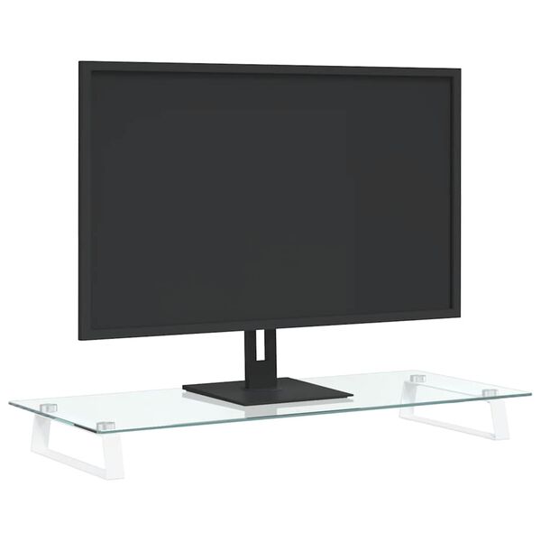 vidaXL feh&eacute;r edzett &uuml;veg &eacute;s f&eacute;m monitor&aacute;llv&aacute;ny 80 x 35 x 8 cm