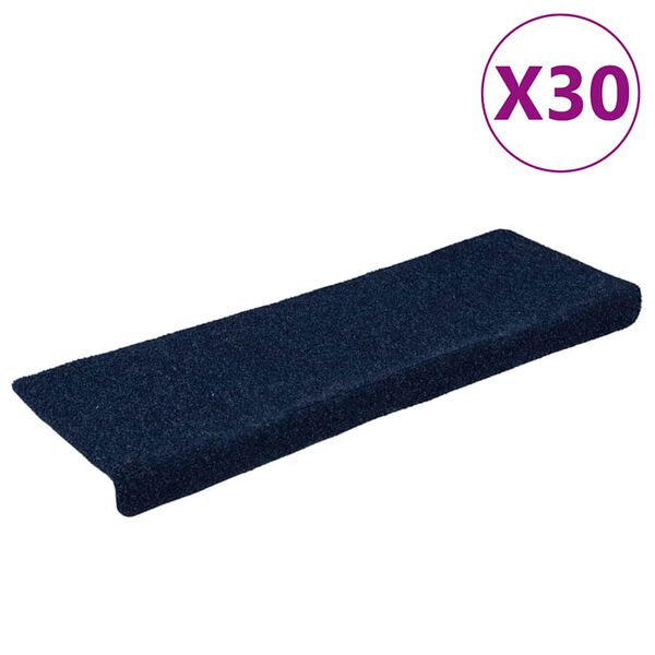 vidaXL öntapadós lépcsőszőnyegek 30 db 65 x 21 x 4 cm sötétkék téglalap alakú széllel